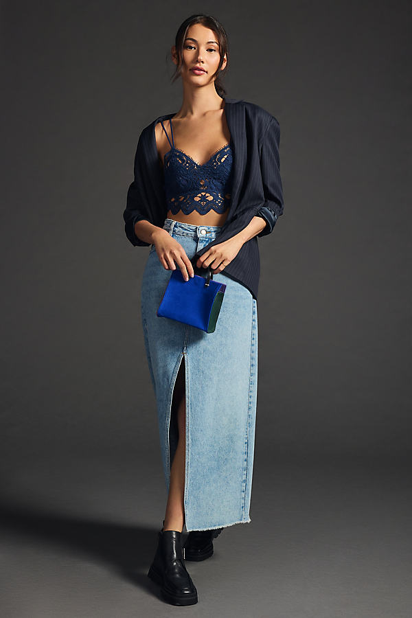By Anthropologie The Viviette Lace Bra Top In Blue