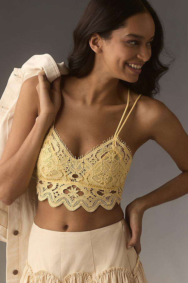 Shop By Anthropologie The Viviette Lace Bra Top In Yellow