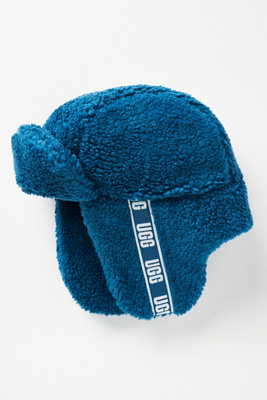 Ugg Sherpa Puff Trapper Hat In Blue