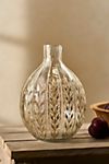 Etched Leaf Glass Vase #2