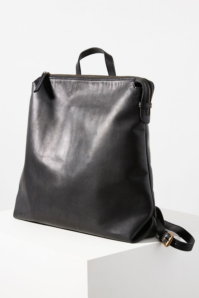 Zip top leather outlet backpack