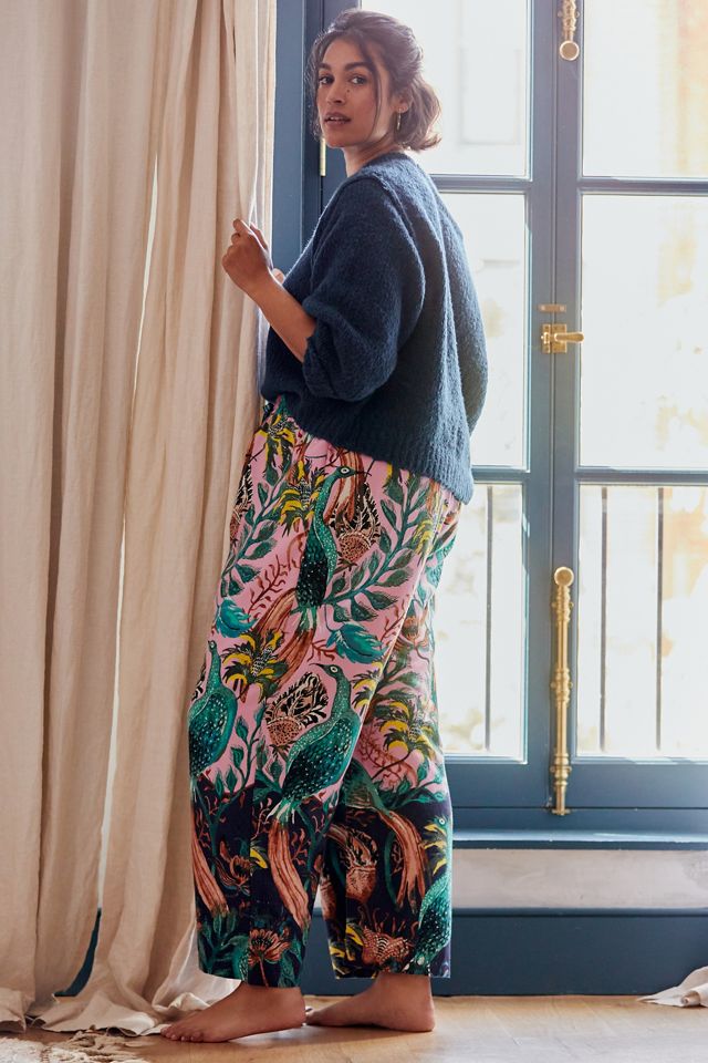 Raphael Balme for Anthropologie Peacock Flannel Sleep Pants