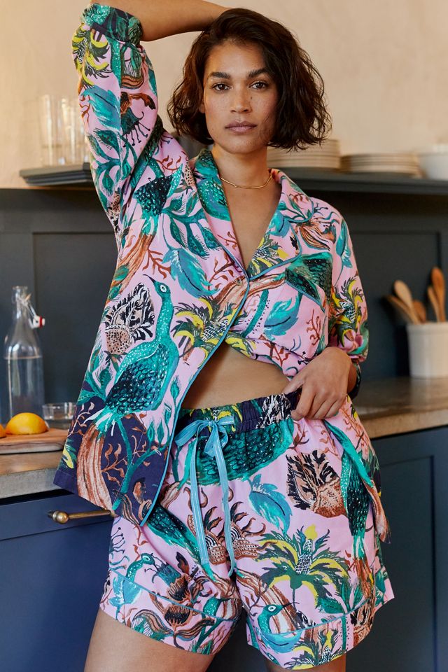 Raphael Balme for Anthropologie Peacock Flannel Sleep Top