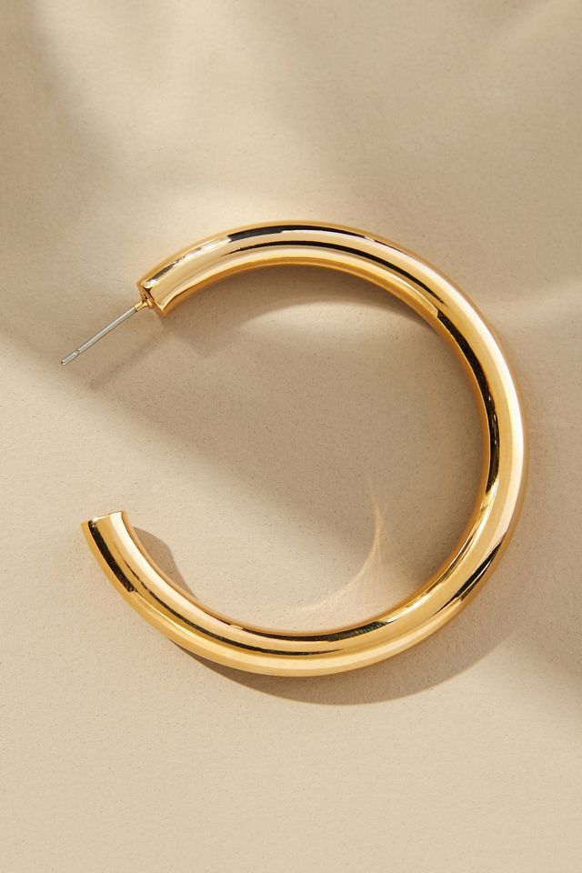 Gold Tube Hoop Earrings #2