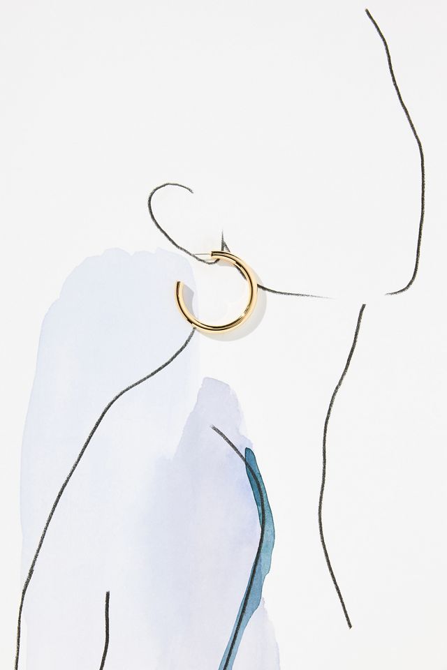 Gold Tube Hoop Earrings #3