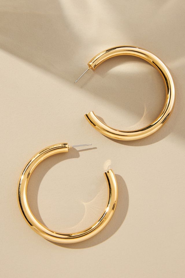 Gold Tube Hoop Earrings