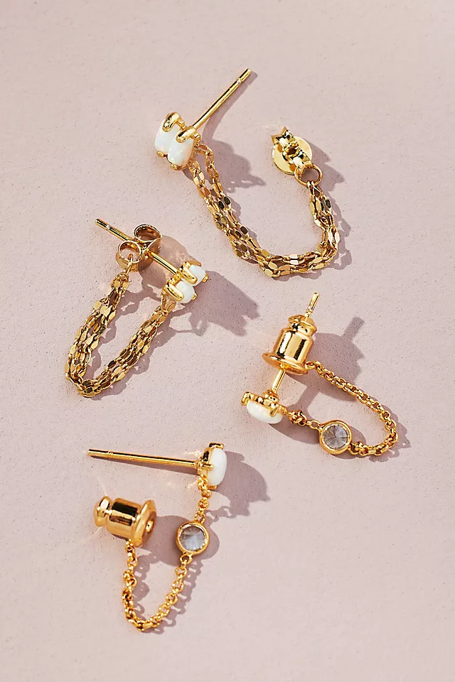 anthropologie.com | Set of Two Opal Chain Earrings