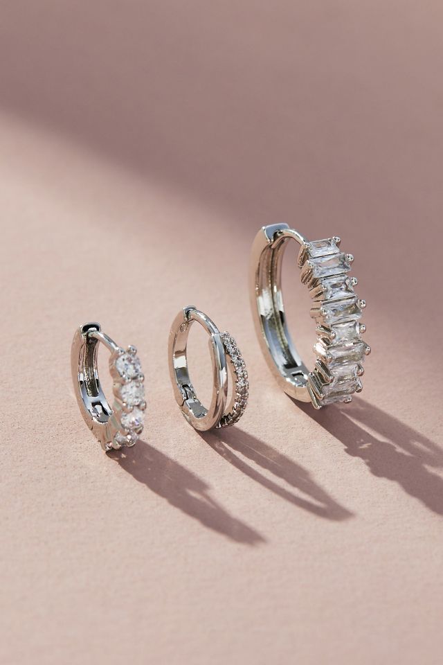 Set of Three Baguette Huggie Earrings #1