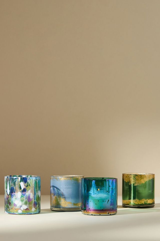 Speckled Glass Votives, Set of 4