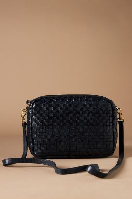 Clare V, Bags, New Clare V Marisol Army Green Woven Embossed Leather  Crossbody Bag Black White