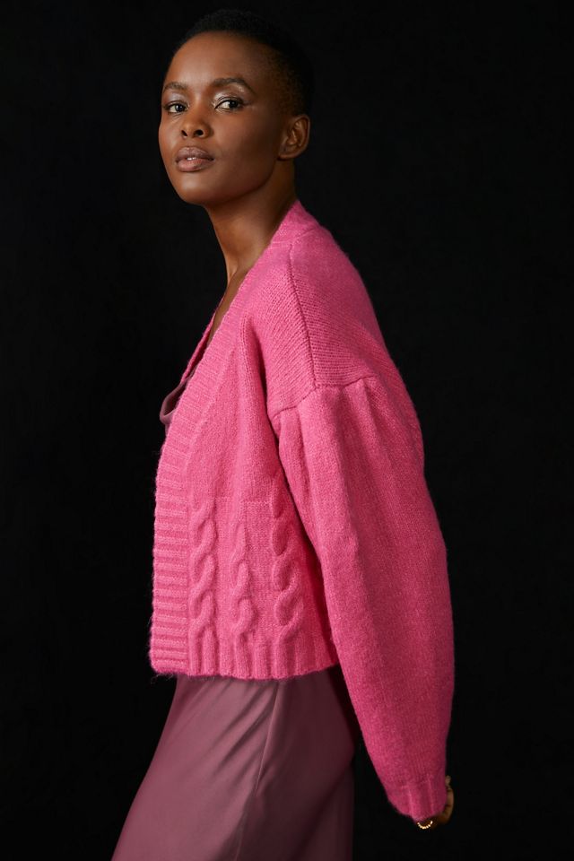 By Anthropologie Puff-Sleeve Knit Cardigan Sweater #1