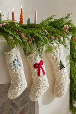 St. Nicholas Square® Knit and Faux Fur Mini Christmas Stocking Anthropologie Nicholas Stocking Set of 4 display picture 1