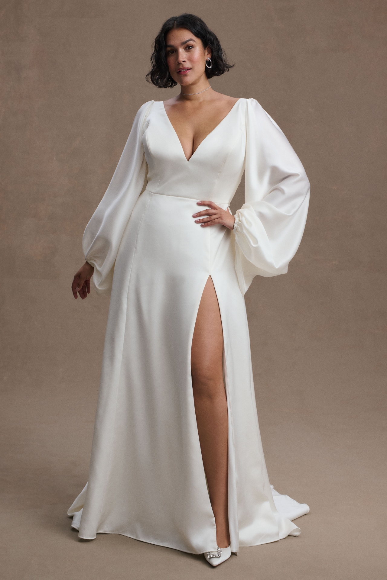 Willowby by Watters Sorvette Long-Sleeve Satin Wedding Gown