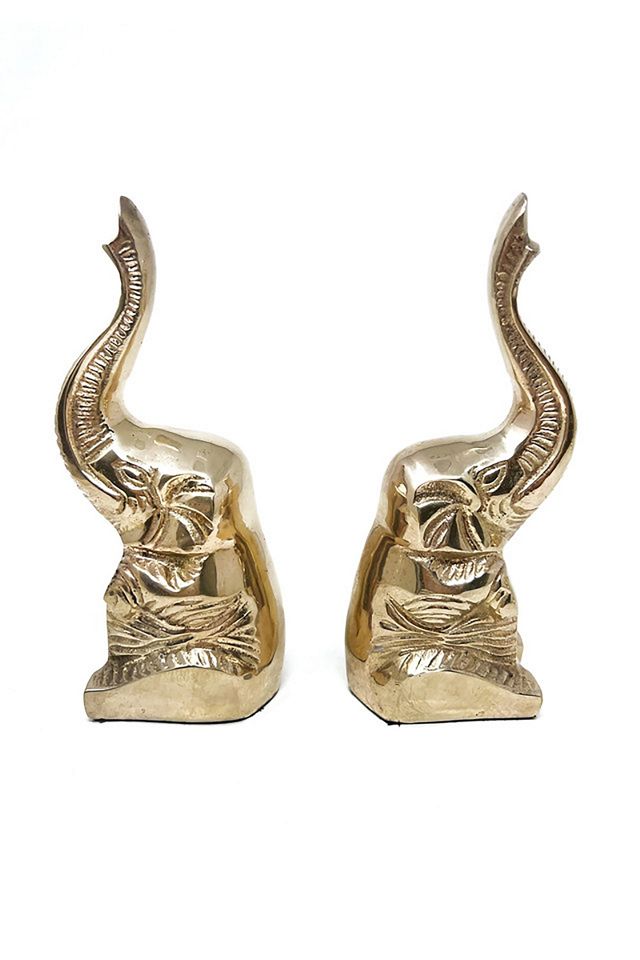Old Flame Candle Co. Vintage Brass Elephant Bookend Pair #1