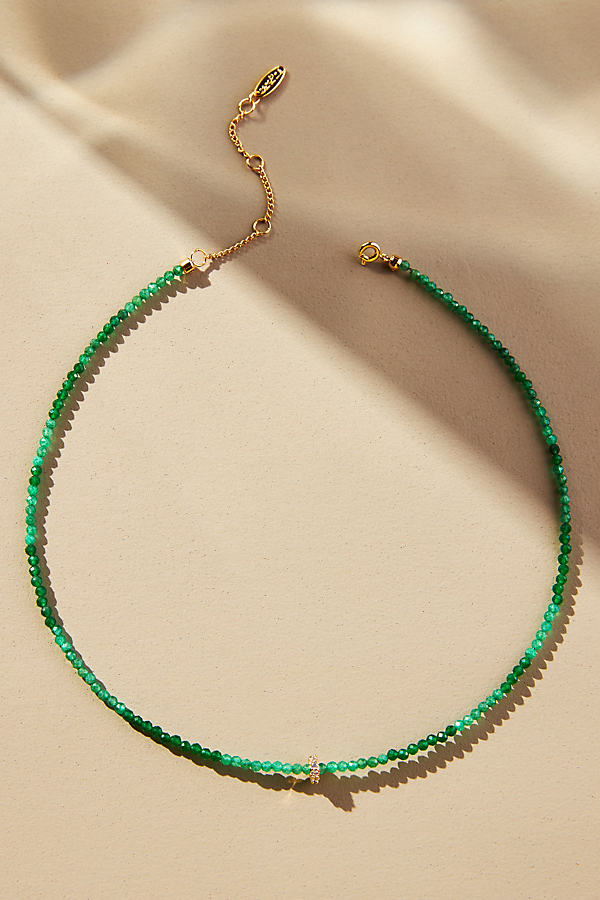 Anthropologie Beaded Semi-precious Stone Necklace In Green