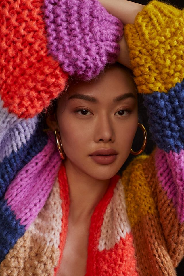 FRNCH Patchwork Knit Cardigan Sweater #1