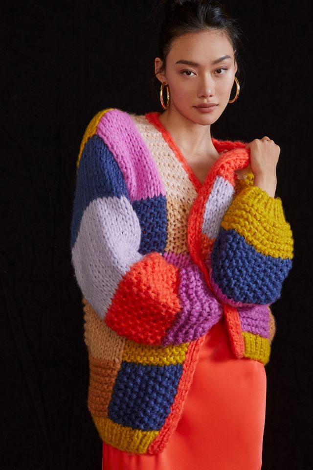 FRNCH Patchwork Knit Cardigan Sweater #2