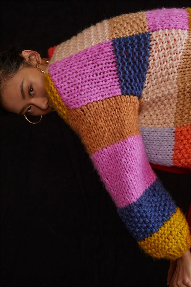 FRNCH Patchwork Knit Cardigan Sweater #4