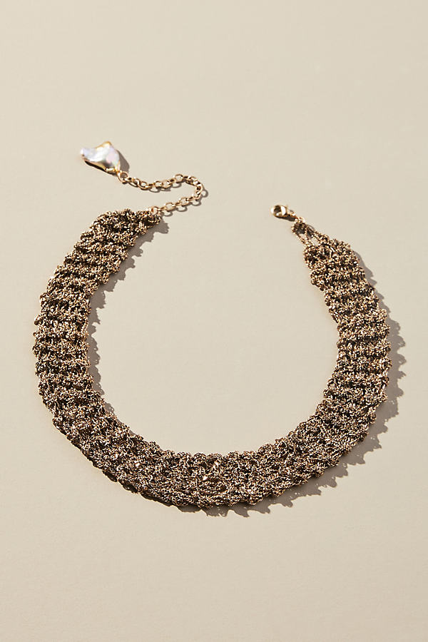 Anthropologie Chunky Statement Necklace In Gold