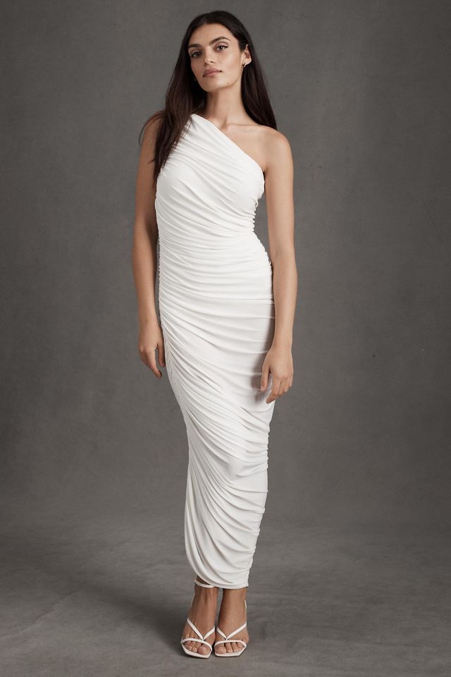 Norma Kamali Diana One-Shoulder Ruched Midi Dress #1