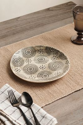 Color Washed Side Plate, Black Geo