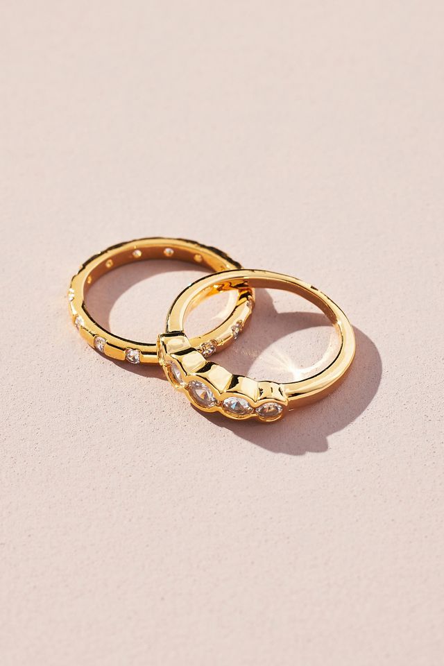 Delicate Crystal Stacking Rings | Anthropologie