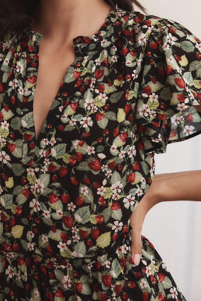 By Anthropologie Ruffle Sleeve Dress