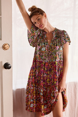 By Anthropologie Ruffle Sleeve Dress In Pink