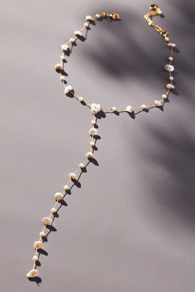 Y shaped sale pearl necklace