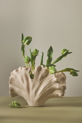 Ginkgo Cream Ceramic Vase