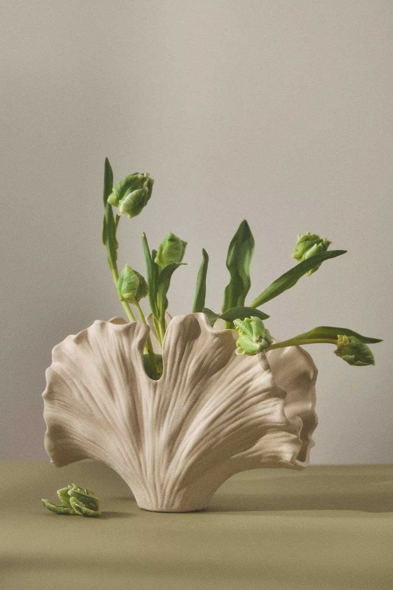 Ginkgo Cream Ceramic Vase