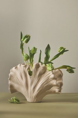 Ginkgo Cream Ceramic Vase