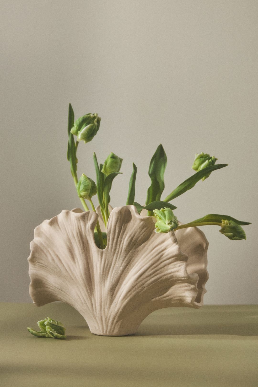 Ginkgo Cream Ceramic Vase - Ivory, Standard, One Size