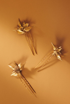 Les Couronnes de Victoire Gold Pin Set | Anthropologie display picture 1