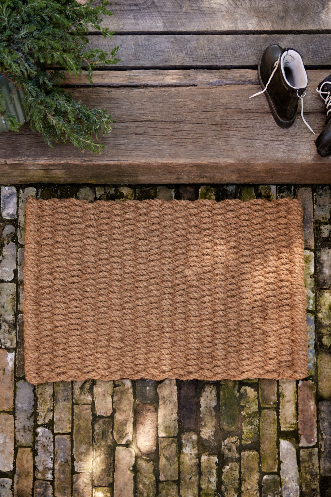 Jumbo Knot Coir Doormat - Beige, SMALL