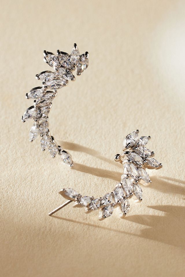 CZ by Kenneth Jay Lane Marquise Curved Earrings