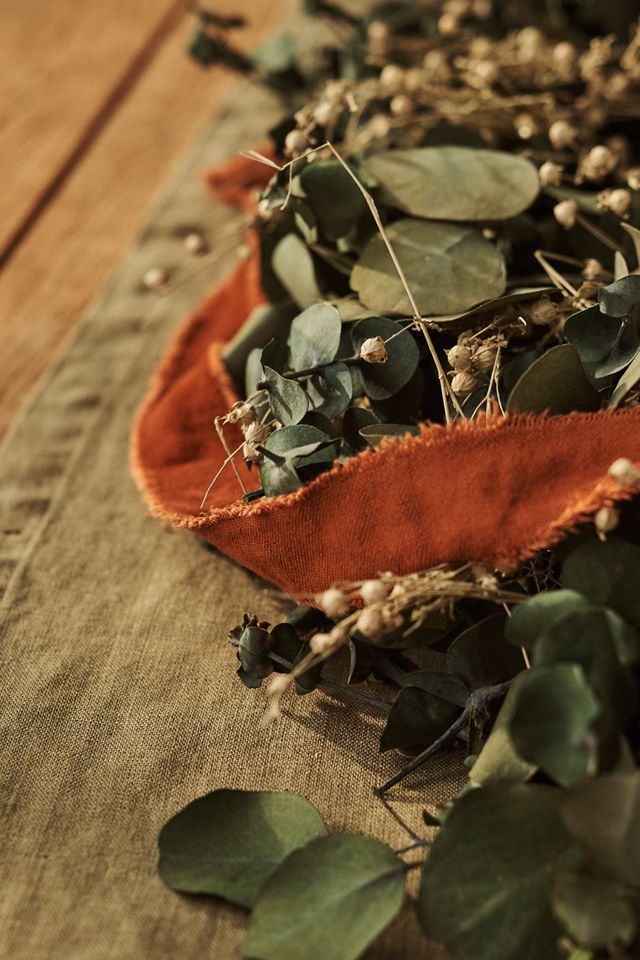 Preserved Eucalyptus + Flax Garland #1