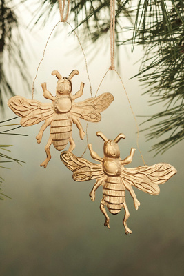 Terrain Gilded Bee Ornaments, Set Of 2