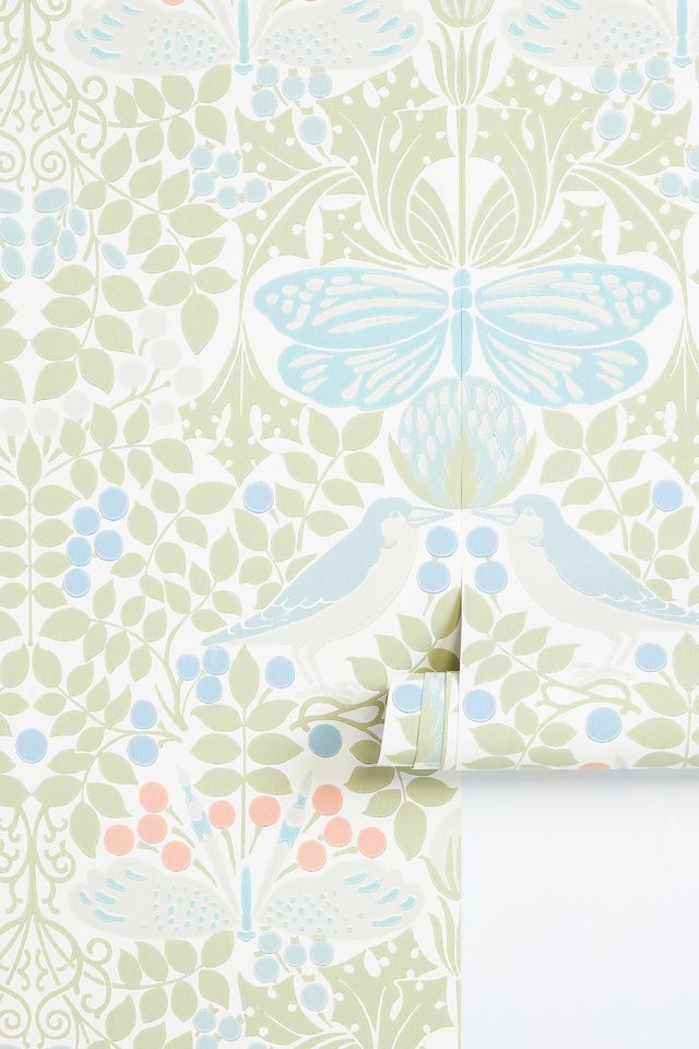 Butterfly Garden Metallic Floral Wallpaper #1