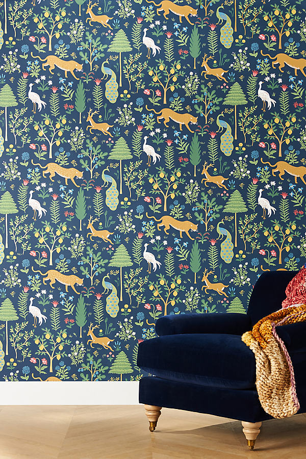 Rifle Paper Co . Menagerie Wallpaper In Blue