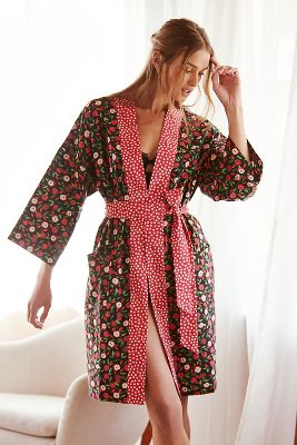 Printfresh Red Delicious Short Robe | Anthropologie