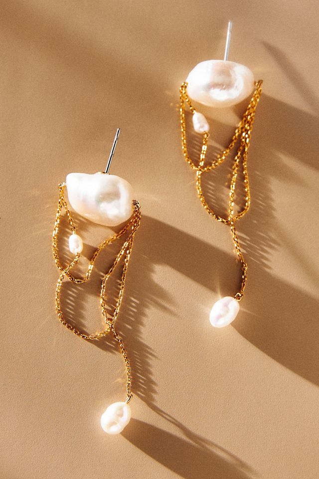 Serefina Baroque Pearl Mismatched Drop Earrings #2