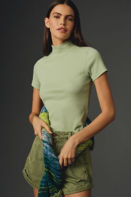 Maeve The Blair Baby Tee By : Mock-neck Edition In Green