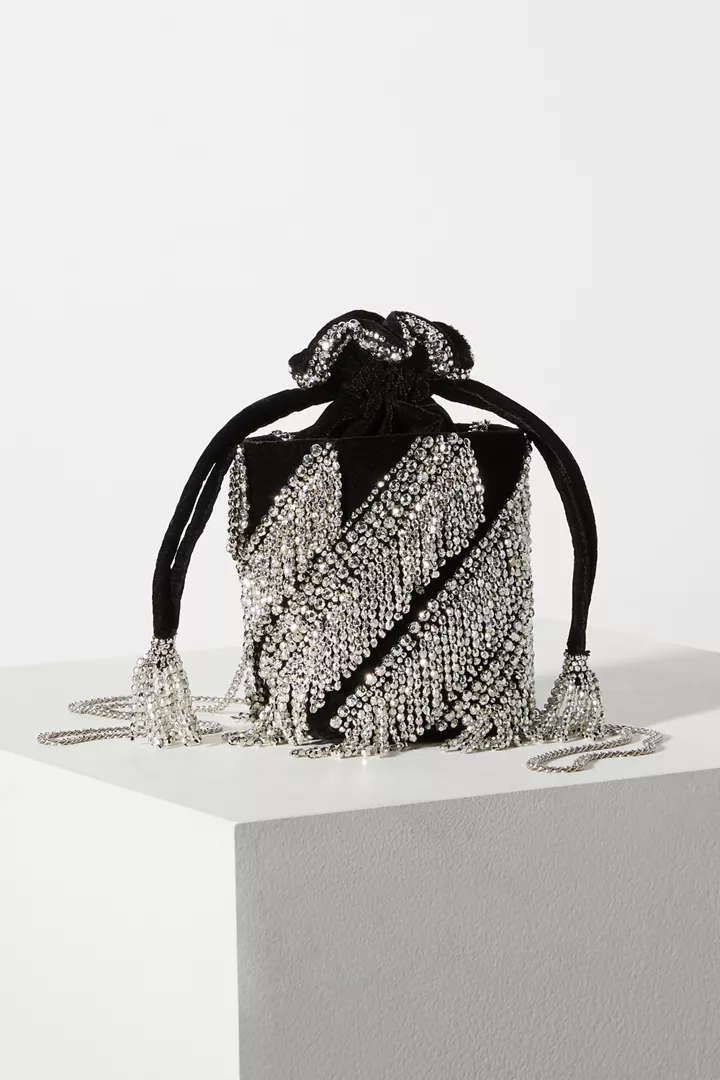 Anthropologie Disco Fringe Bucket Bag