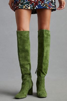 over the knee green boots