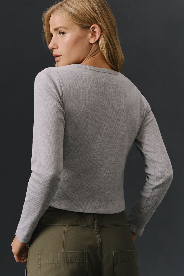 The Blair Stretch Cotton Crew-Neck Long-Sleeve Baby Tee by Maeve #1