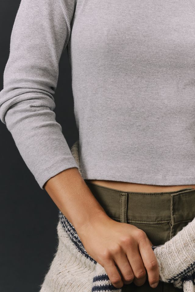 The Blair Stretch Cotton Crew-Neck Long-Sleeve Baby Tee by Maeve #3