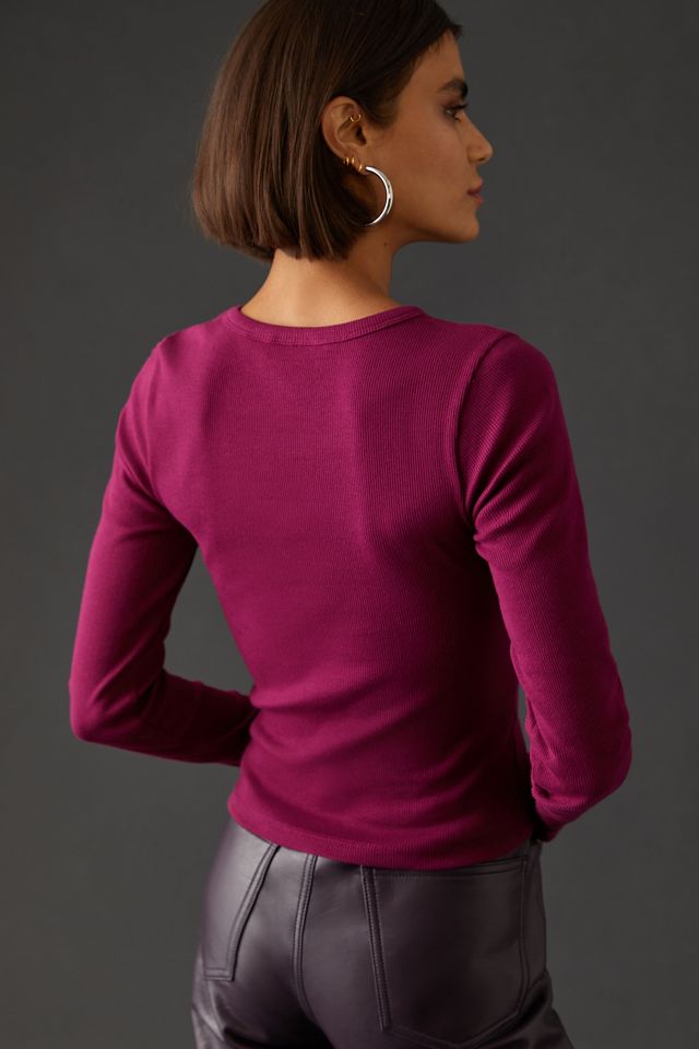The Blair Stretch Cotton Crew-Neck Long-Sleeve Baby Tee by Maeve #1