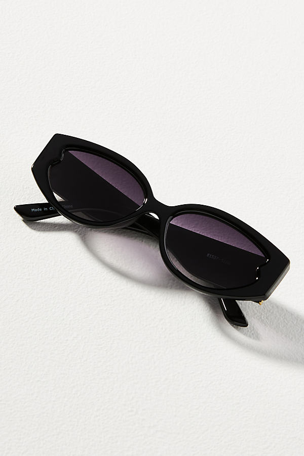 Anthropologie Almond Tortoiseshell Sunglasses In Black