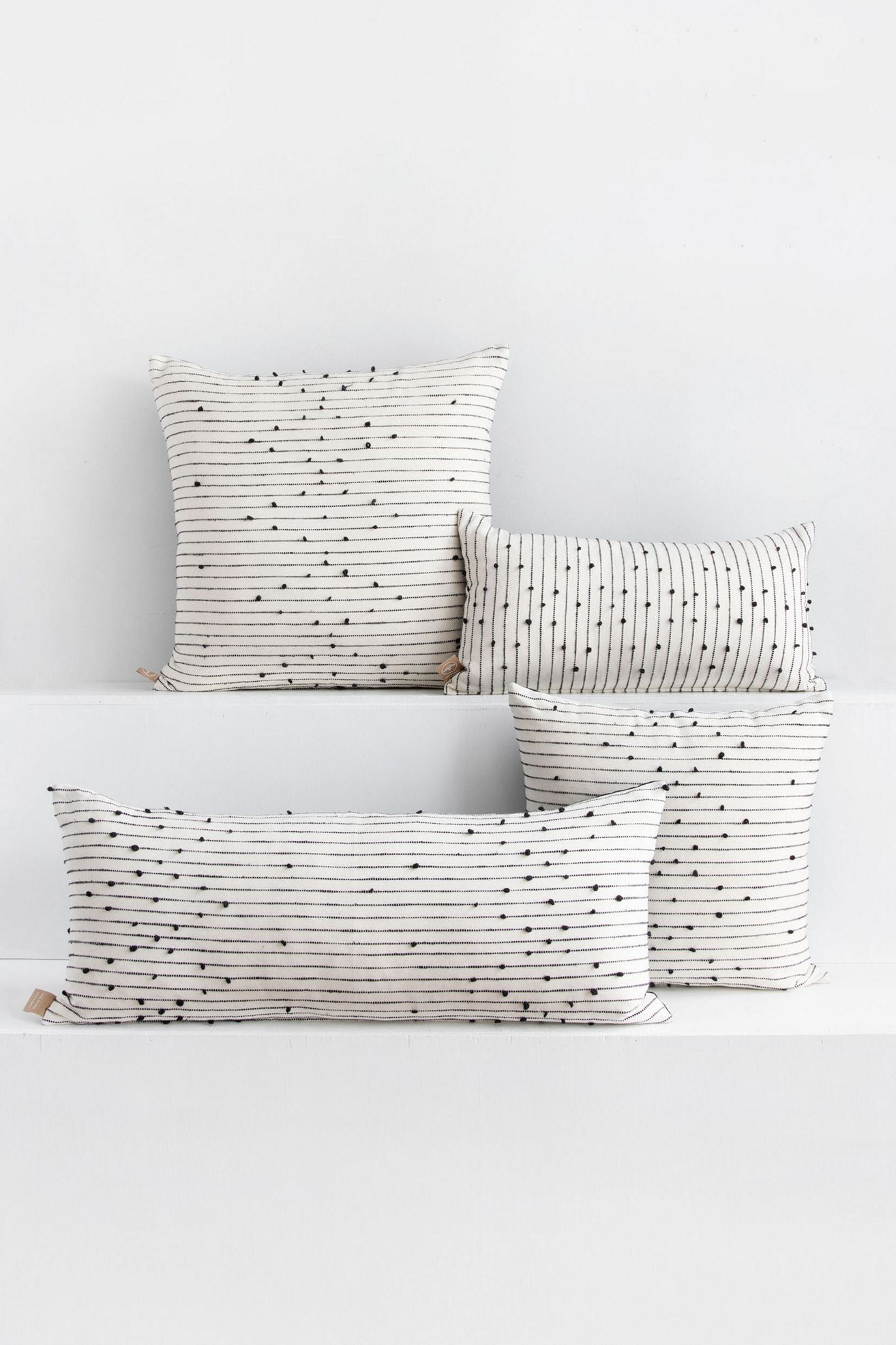 Jitana Pana Pillow - Black and White - Black & White Pattern, 12" x 22"